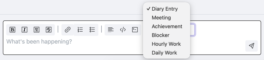 Selecting the Diary Entry Type